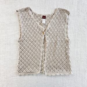 Tea Collection Cream Knit Sleeveless Cardigan Sweater EUC 8/10